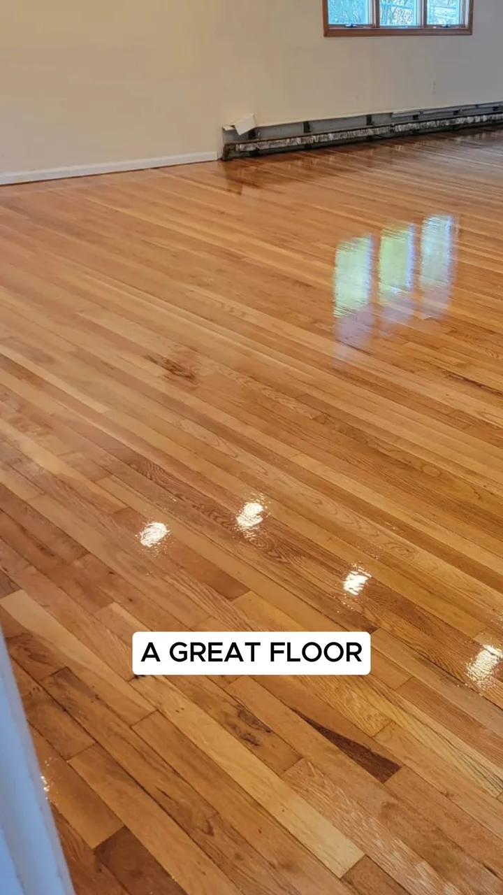 Warm wood-grain flooring reflecting daylight in an open room