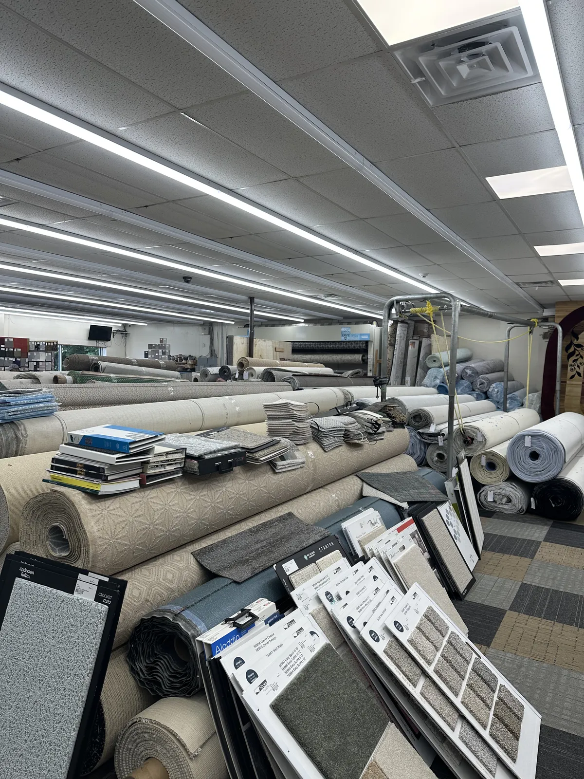 Flooring displays at the AZ Carpet & Flooring showroom in Spring Valley, NY