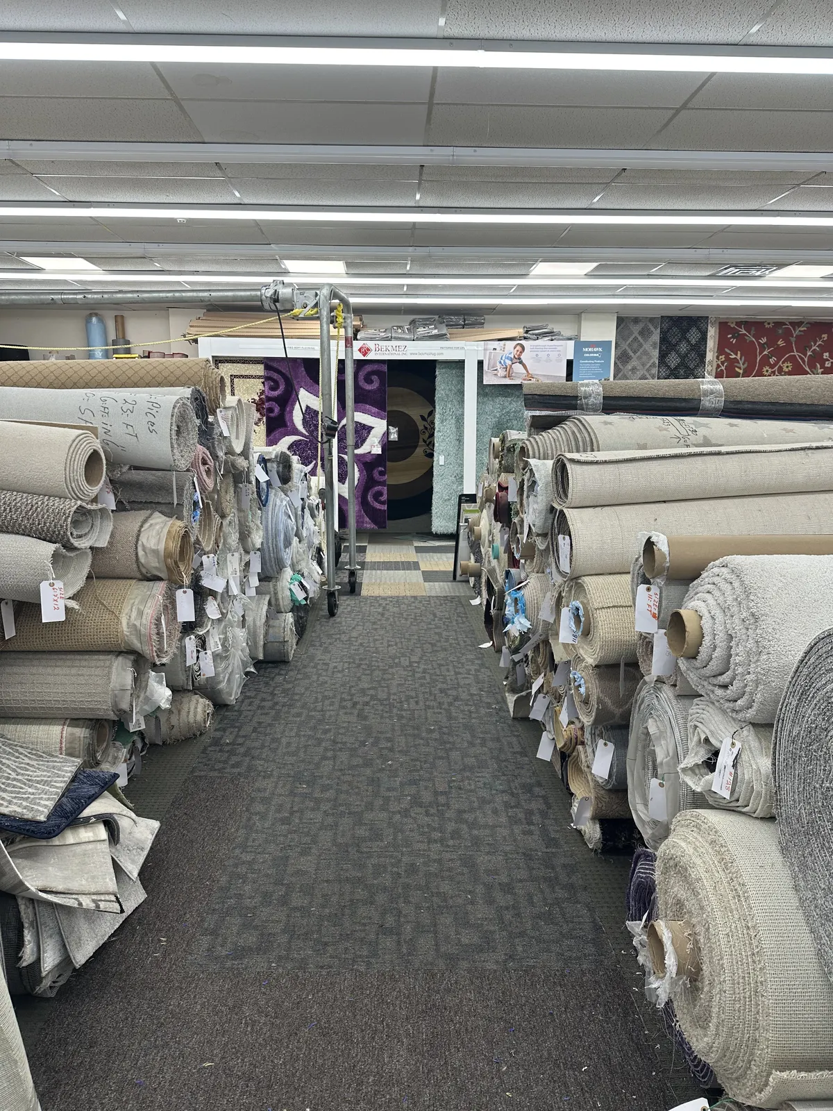 Flooring displays at the AZ Carpet & Flooring showroom in Spring Valley, NY