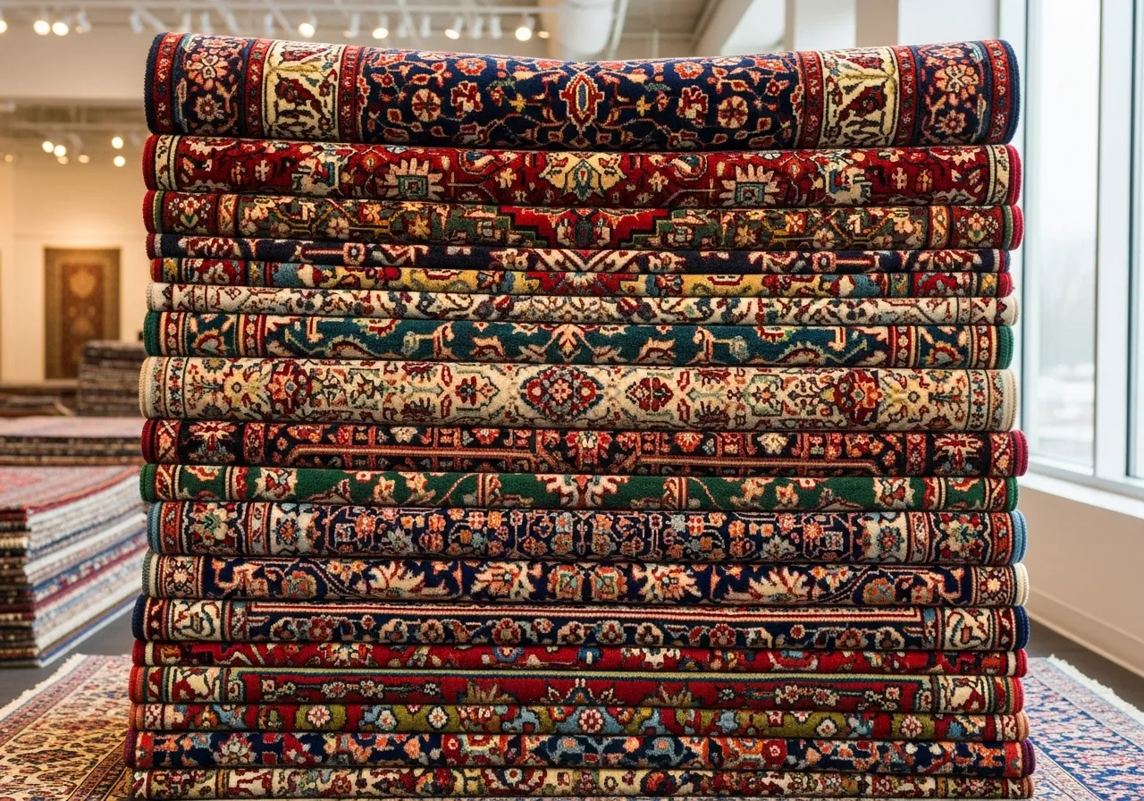 Stack of area rugs
